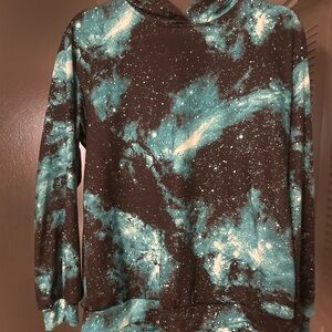 SHEIN Teal and Black Cosmic Hoodie